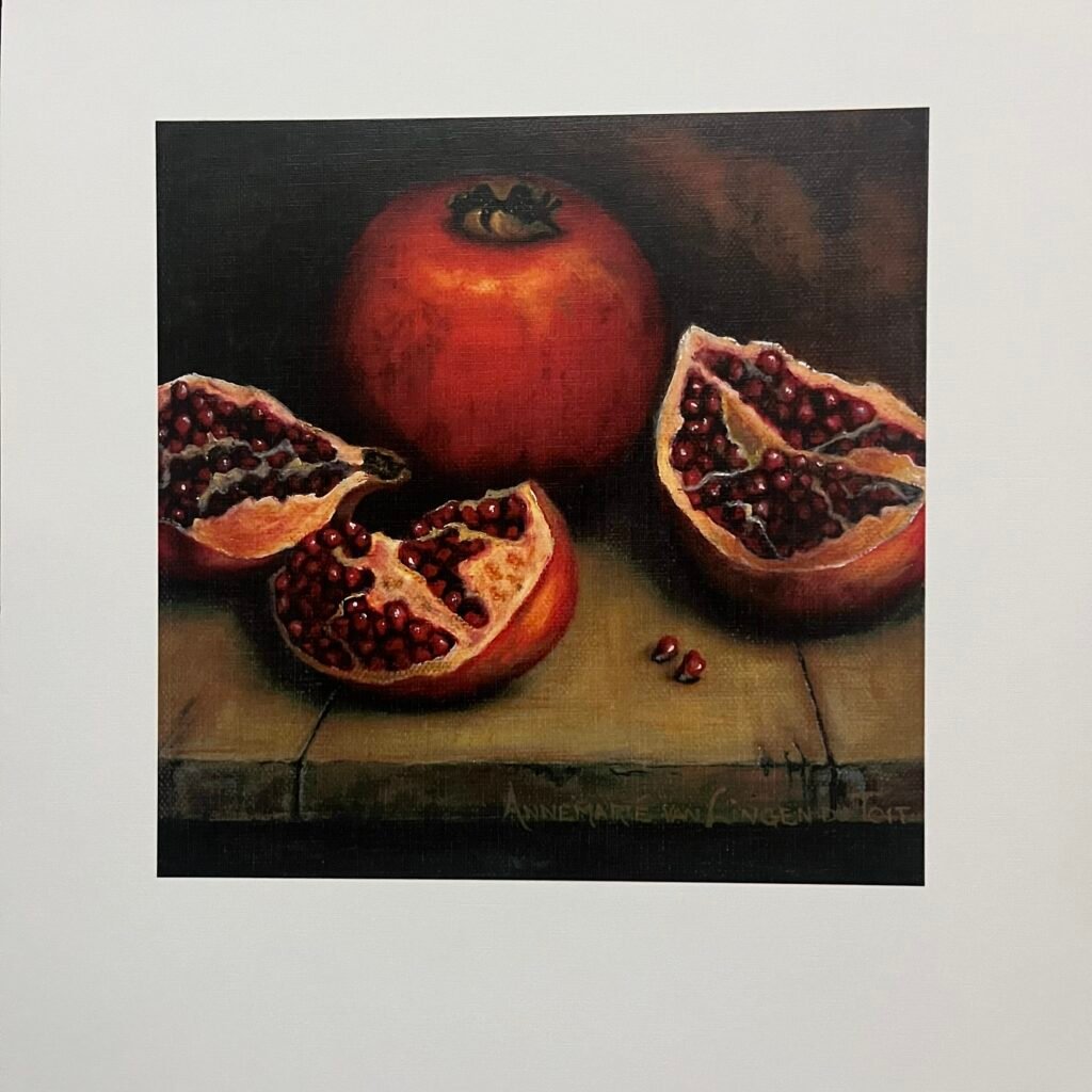 Print of pomegranate pieces