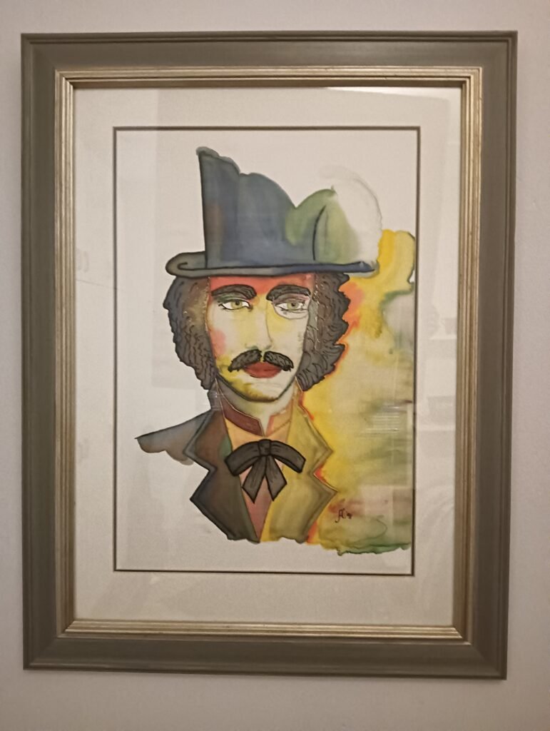Framed silk painting, Portrait of a man