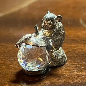 Silver plated mouse with crystal acorn